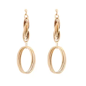 14 Karat Yellow Gold Twisted Oval Link Drop Earring