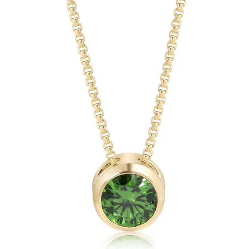 14K Gold Plated Green Cz Pendant Necklace