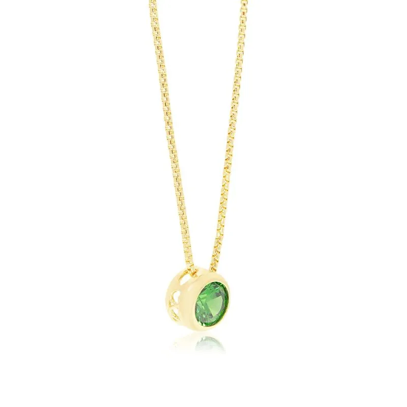 14K Gold Plated Green Cz Pendant Necklace