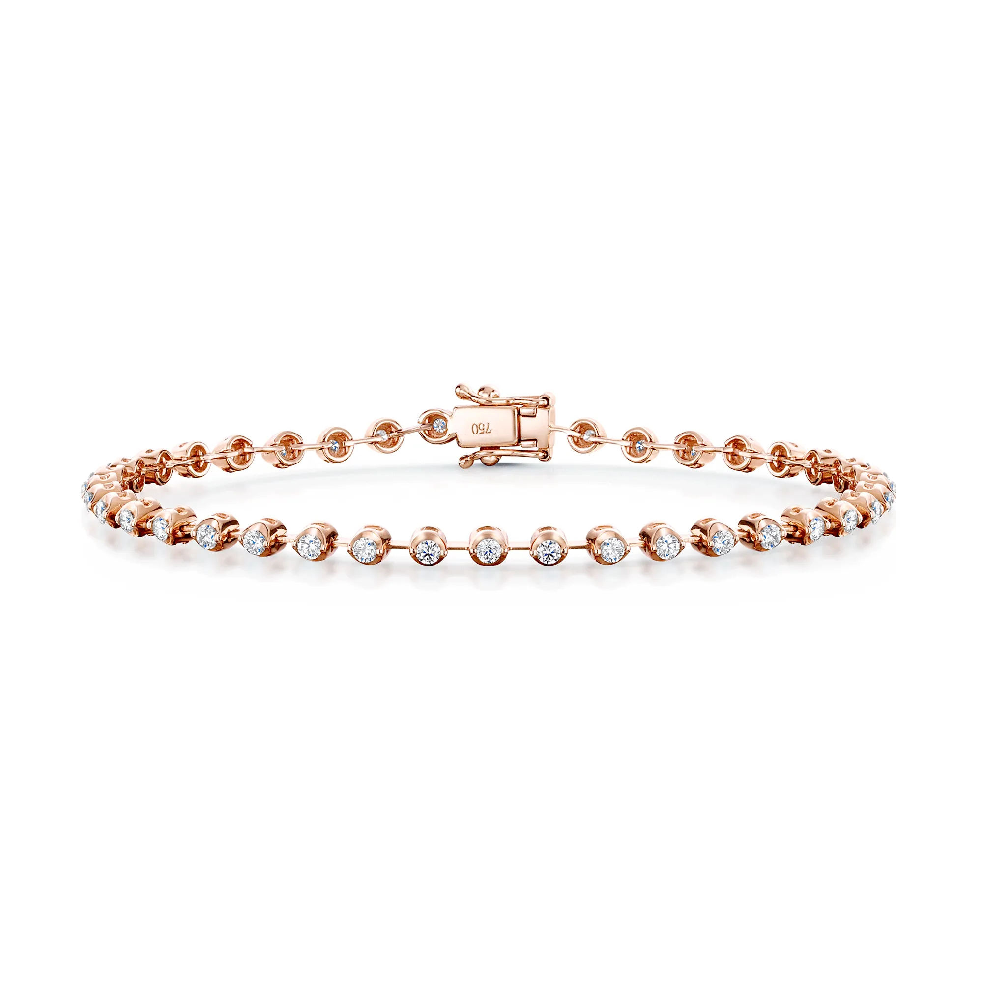 18ct Rose Gold Round Brilliant Cut Diamond Bar Link Bracelet