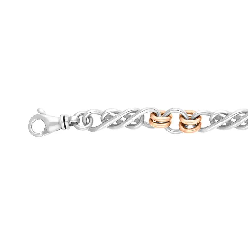 18ct Rose Gold Sterling Silver Celtic Twist Handmade Bracelet