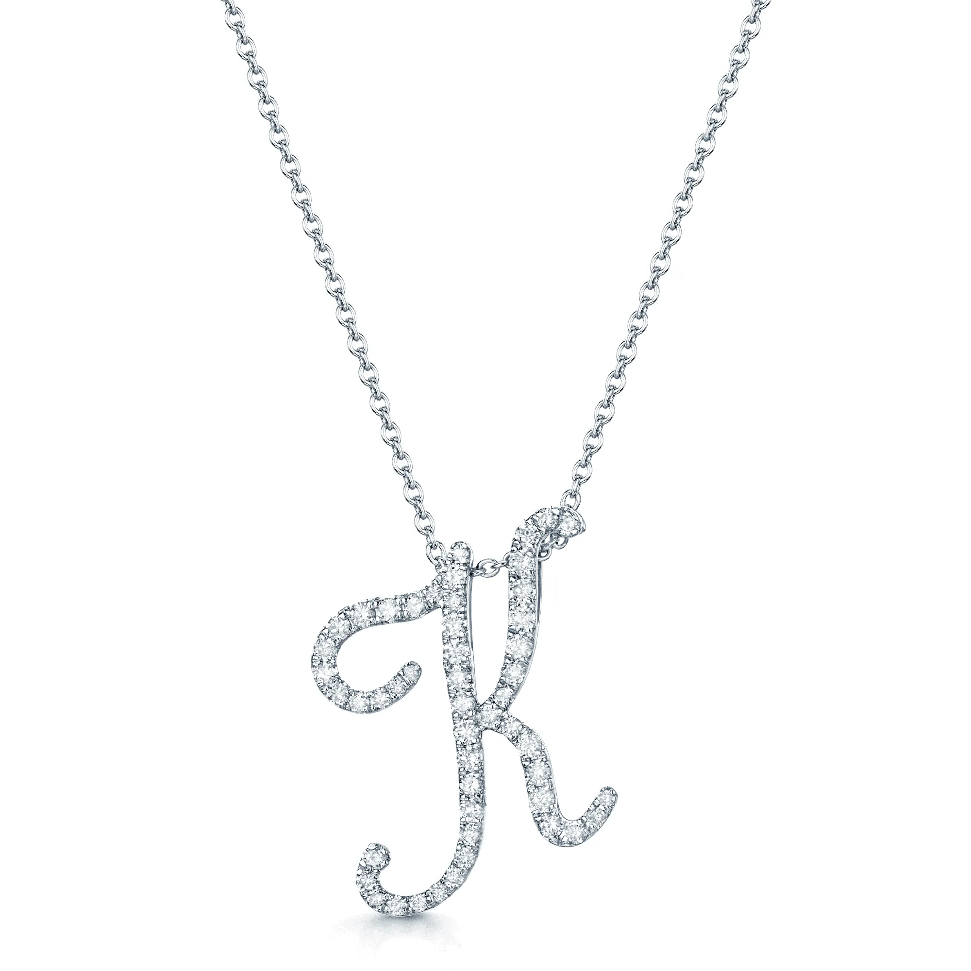 18ct White Gold Diamond Initial "K" Pendant