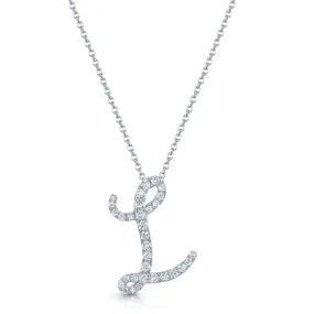 18ct White Gold Diamond Initial "L" Pendant