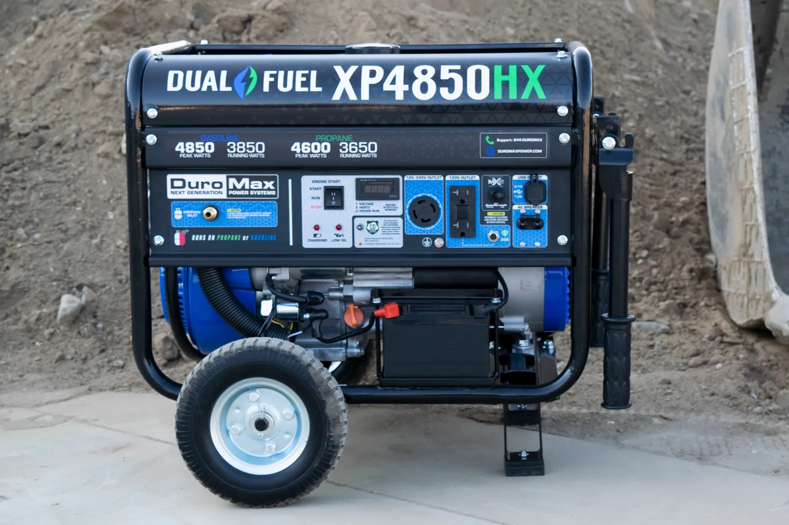 4,850 Watt Dual Fuel Portable HX Generator w/ CO Alert