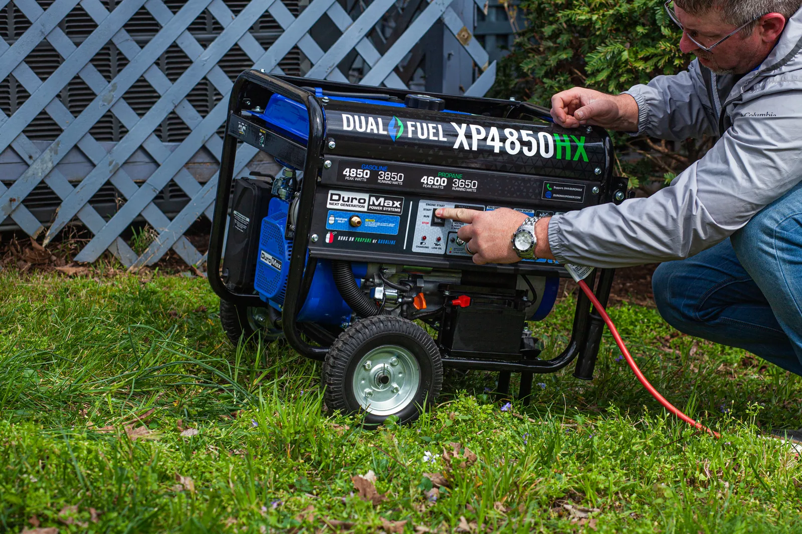 4,850 Watt Dual Fuel Portable HX Generator w/ CO Alert