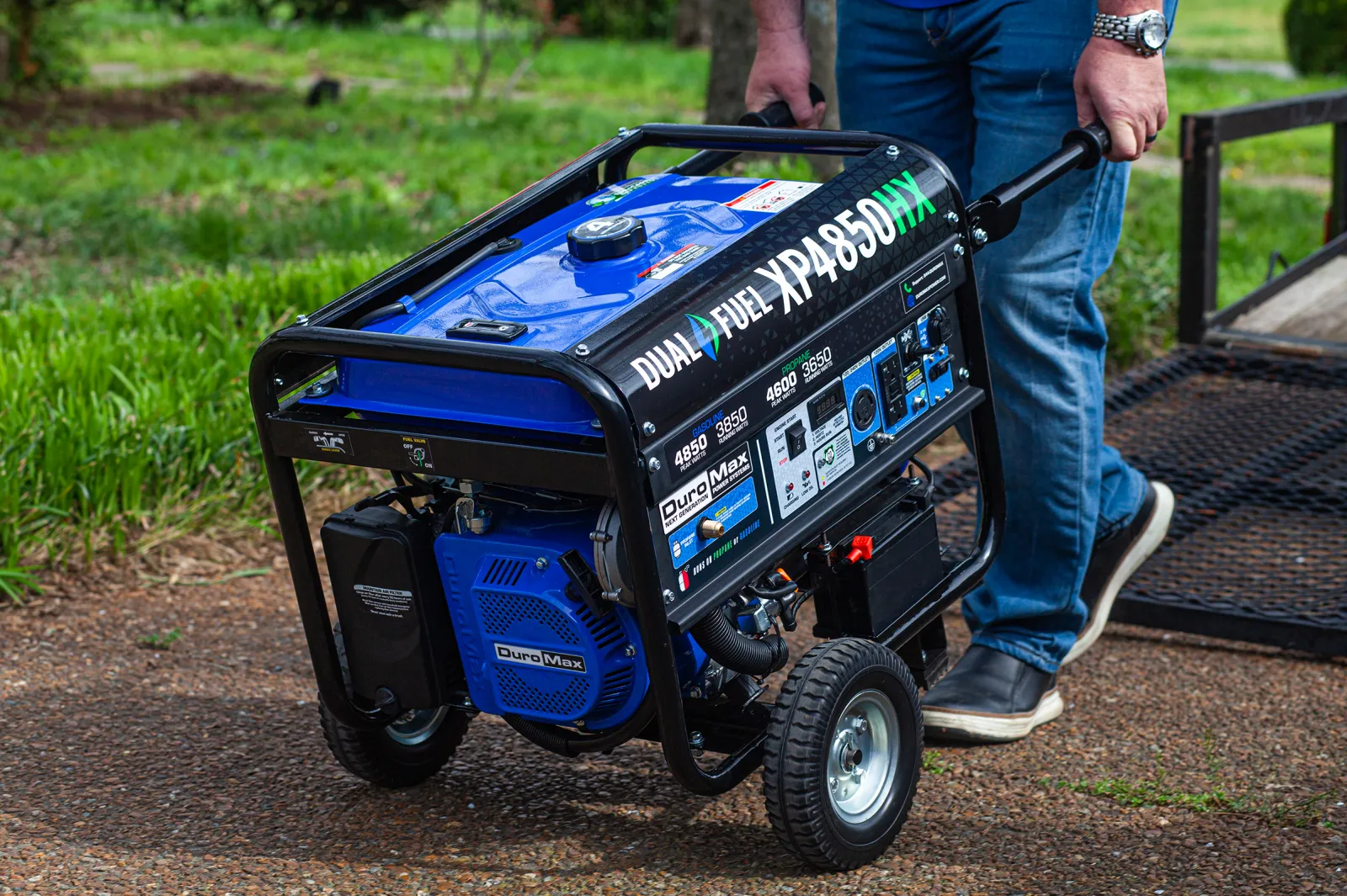 4,850 Watt Dual Fuel Portable HX Generator w/ CO Alert