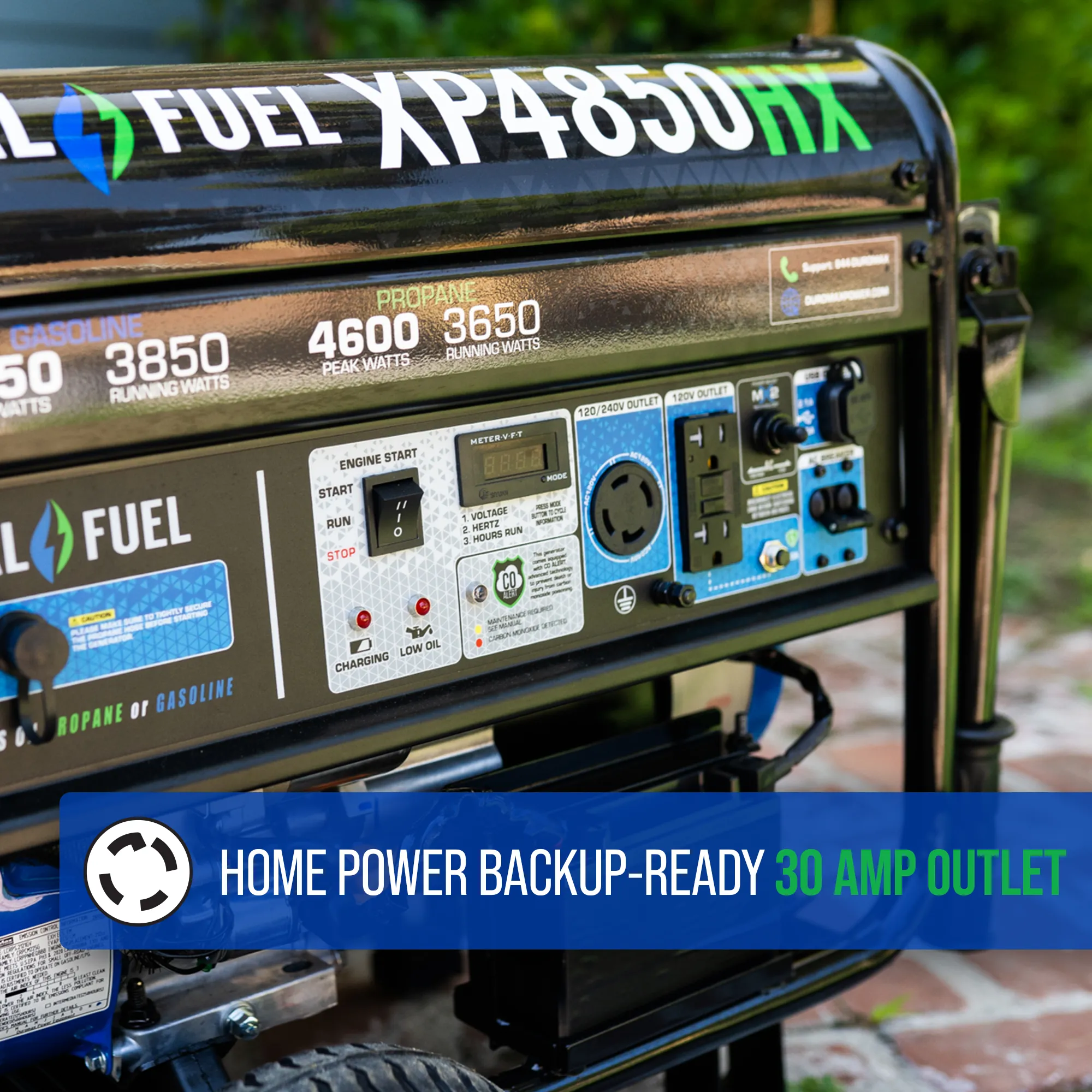 4,850 Watt Dual Fuel Portable HX Generator w/ CO Alert