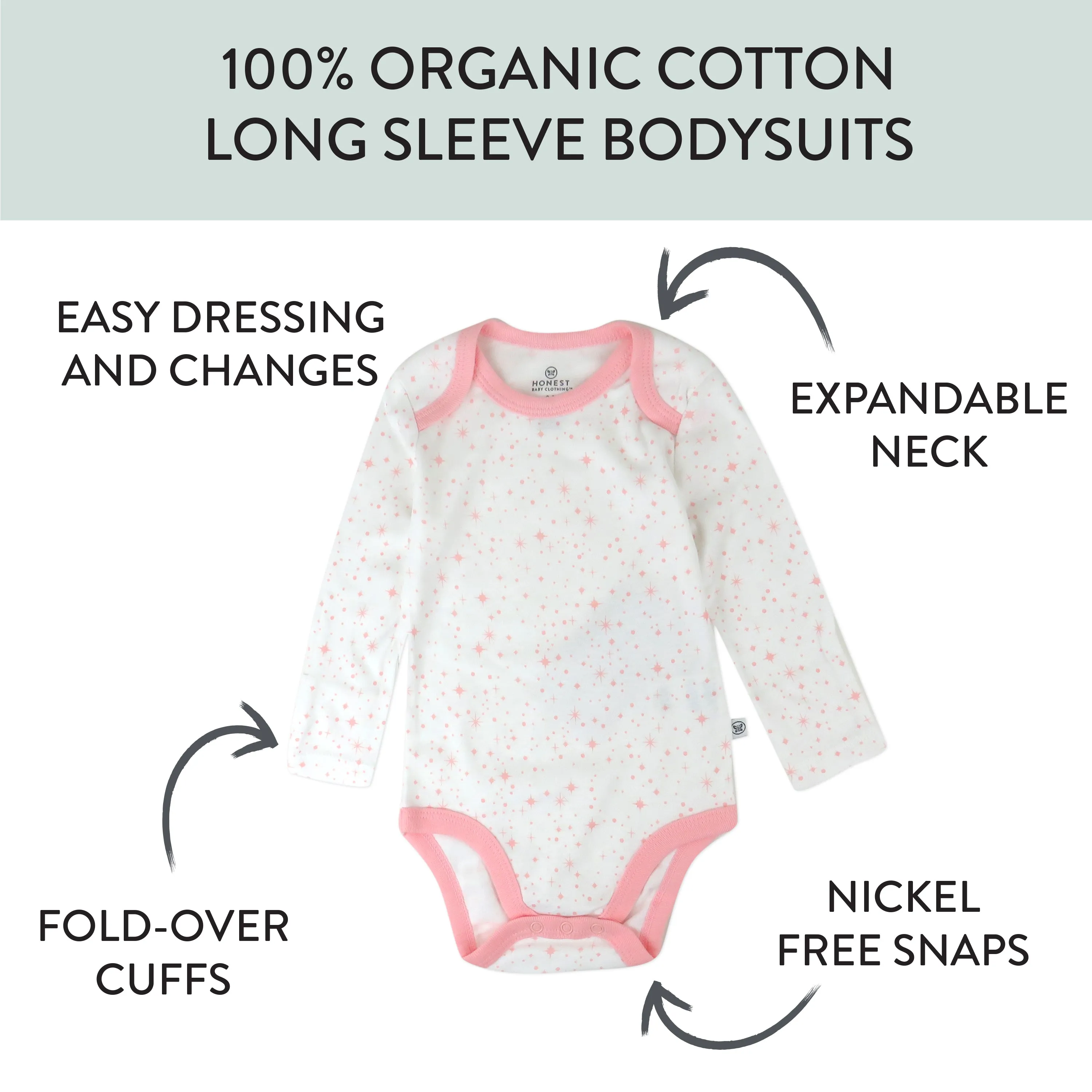 5-Pack Organic Cotton Long Sleeve Bodysuits