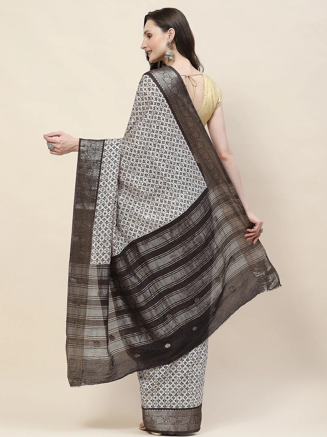 Abstract Printed Handloom Saree