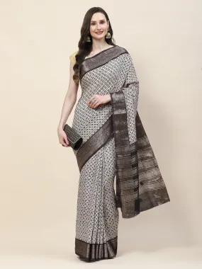 Abstract Printed Handloom Saree