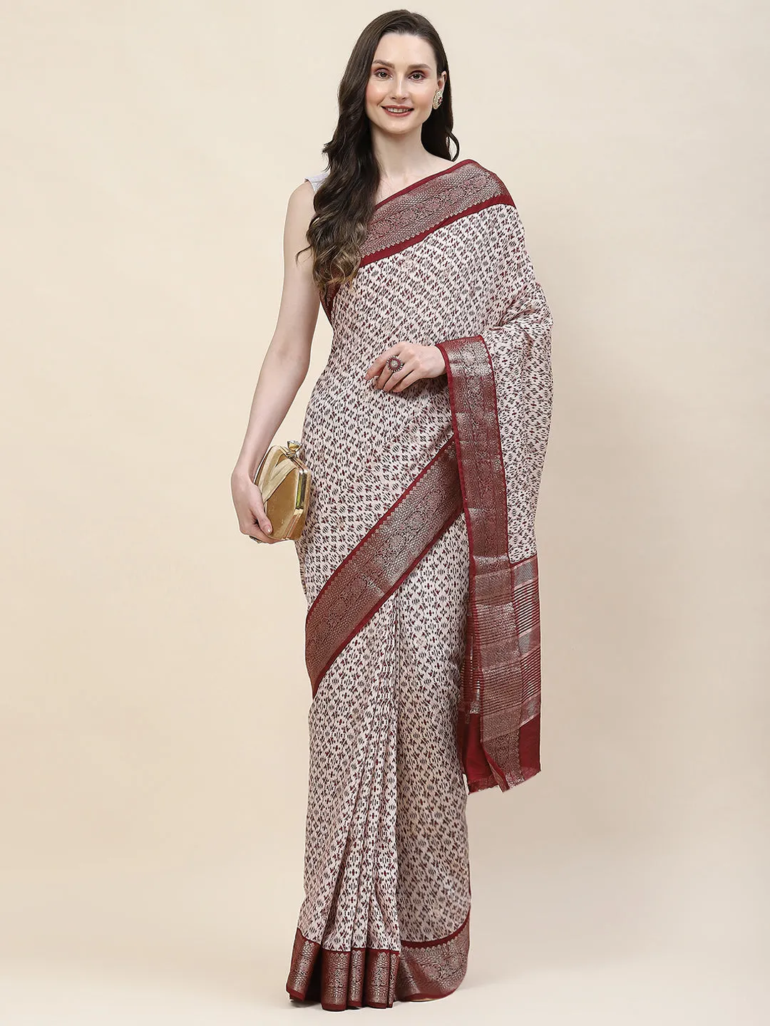 Abstract Printed Handloom Saree