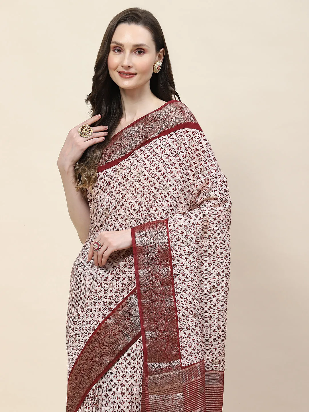 Abstract Printed Handloom Saree