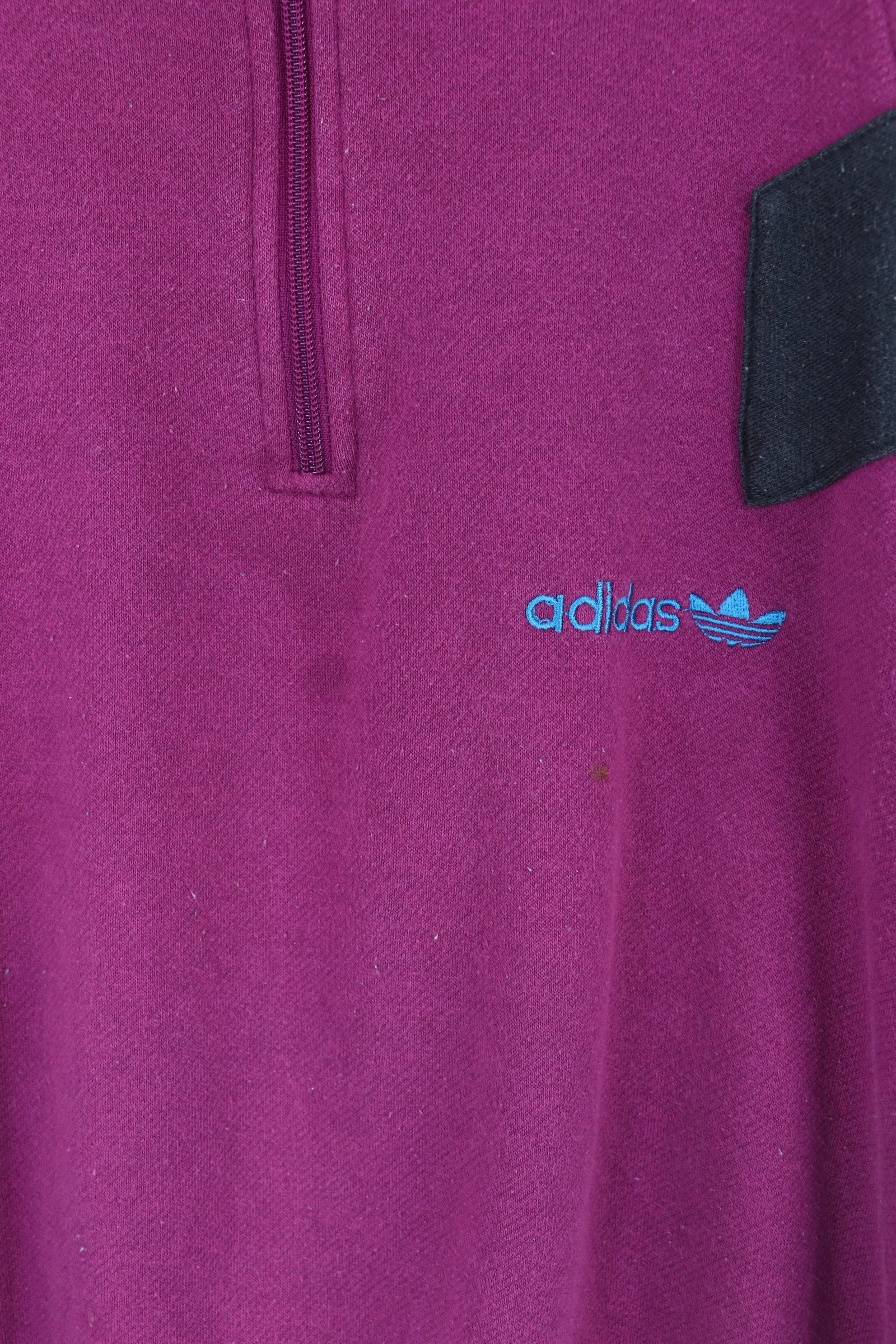 Adidas 1/4 Zip Sweatshirt Purple/Blue Medium