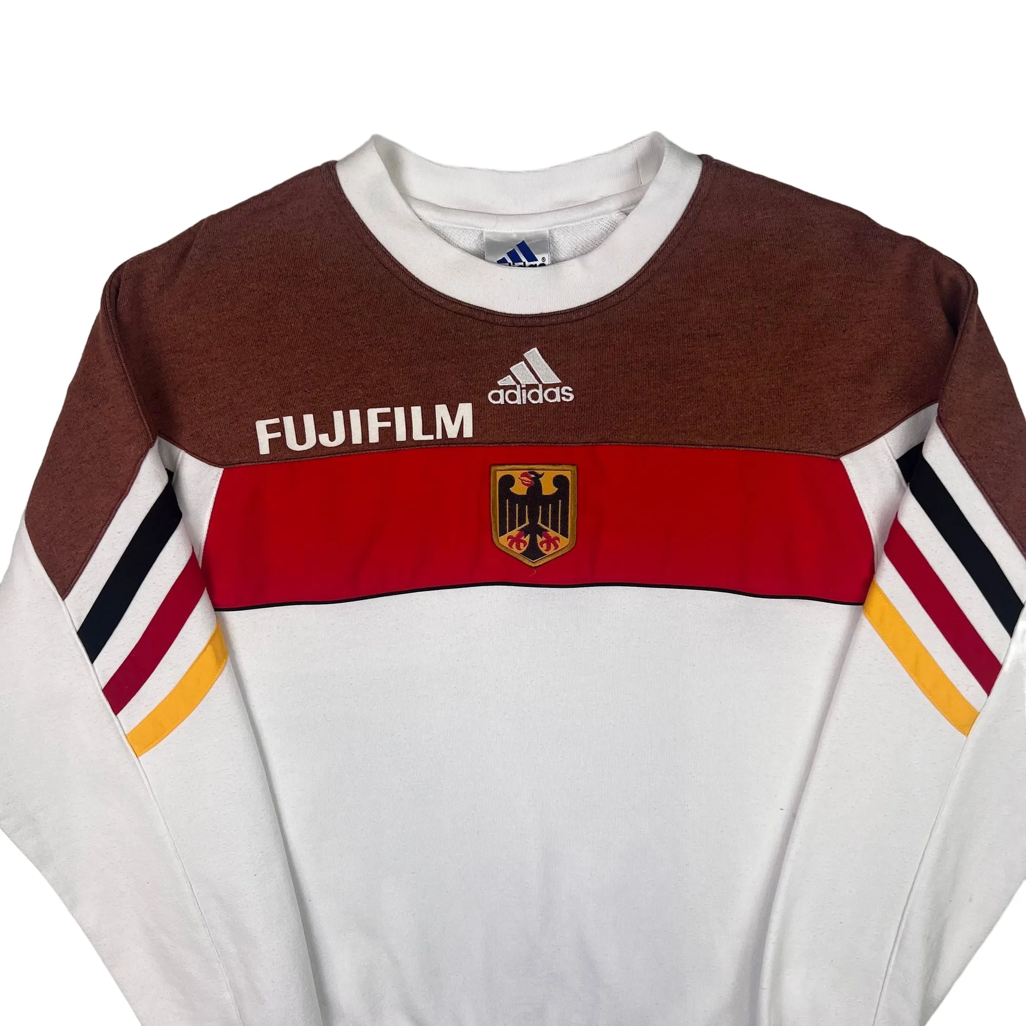 Adidas 90's Germany Deutschland FujiFilm Tri-Colour Sweatshirt White Rare