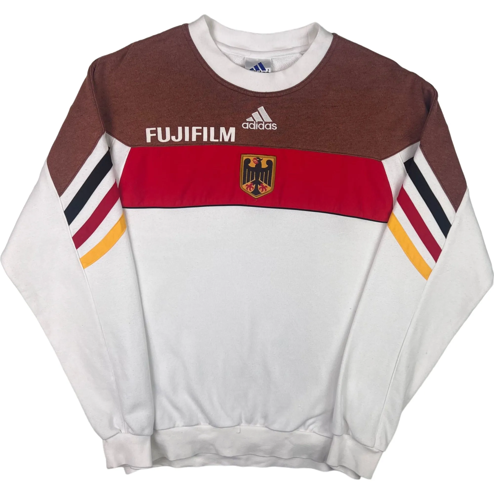 Adidas 90's Germany Deutschland FujiFilm Tri-Colour Sweatshirt White Rare