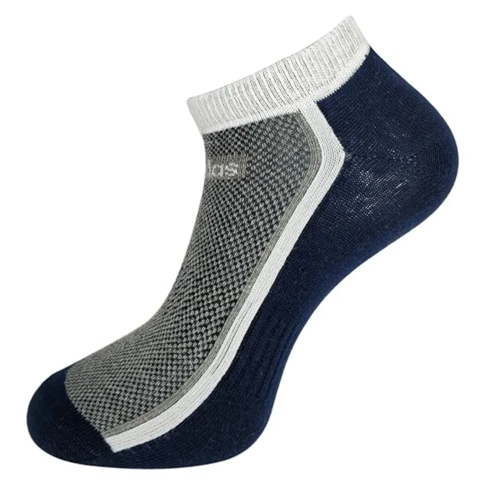 Adidas Men's Flat Knit Low Cut Socks (Black-Grey/Grey-White/Navy-Grey)