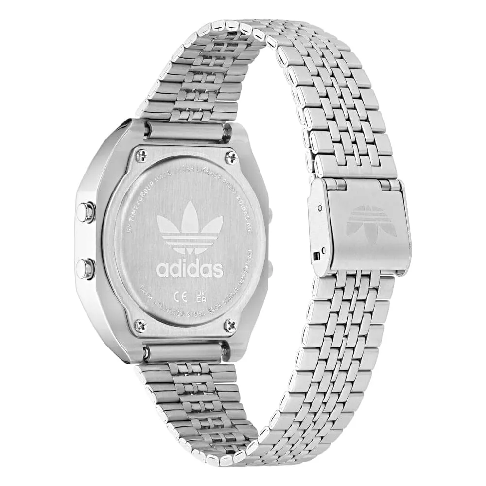 Adidas Originals Digital Silver Stainless Steel Strap Unisex Watch AOST23554