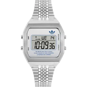 Adidas Originals Digital Silver Stainless Steel Strap Unisex Watch AOST23554