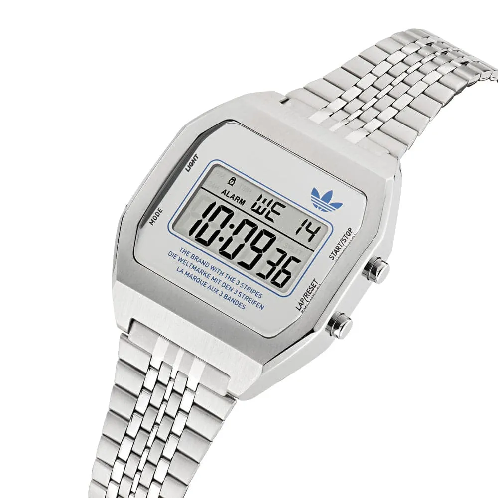 Adidas Originals Digital Silver Stainless Steel Strap Unisex Watch AOST23554