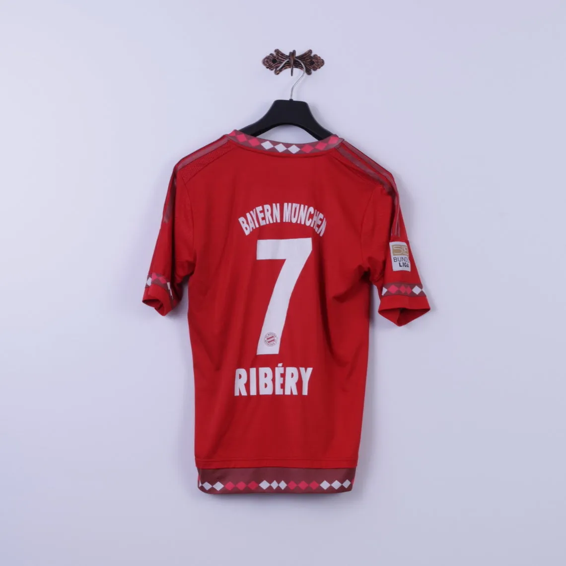 Adidas Womens 10 M Shirt red Bayern Munchen Football #7 Ribery Jersey Top