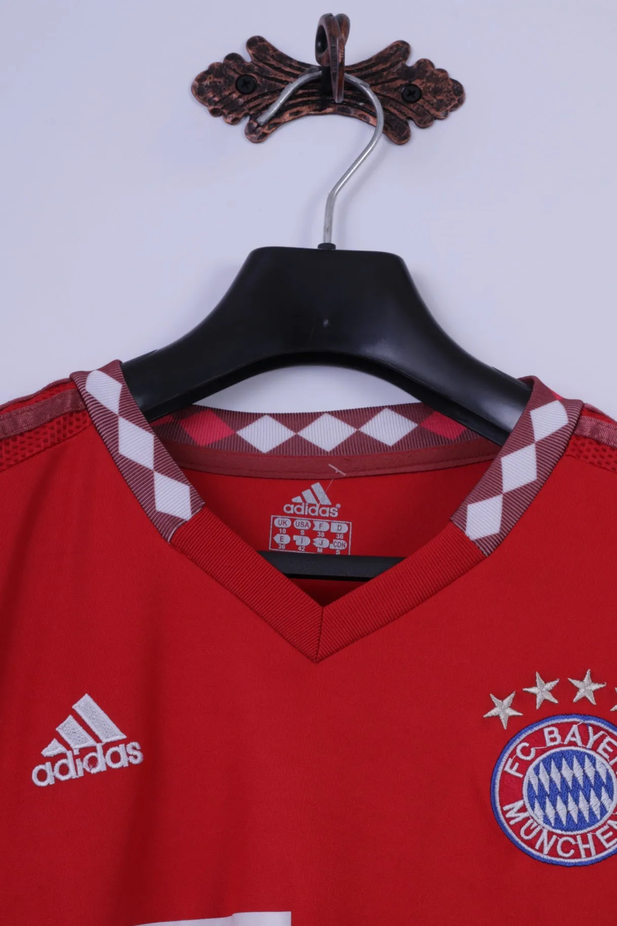 Adidas Womens 10 M Shirt red Bayern Munchen Football #7 Ribery Jersey Top