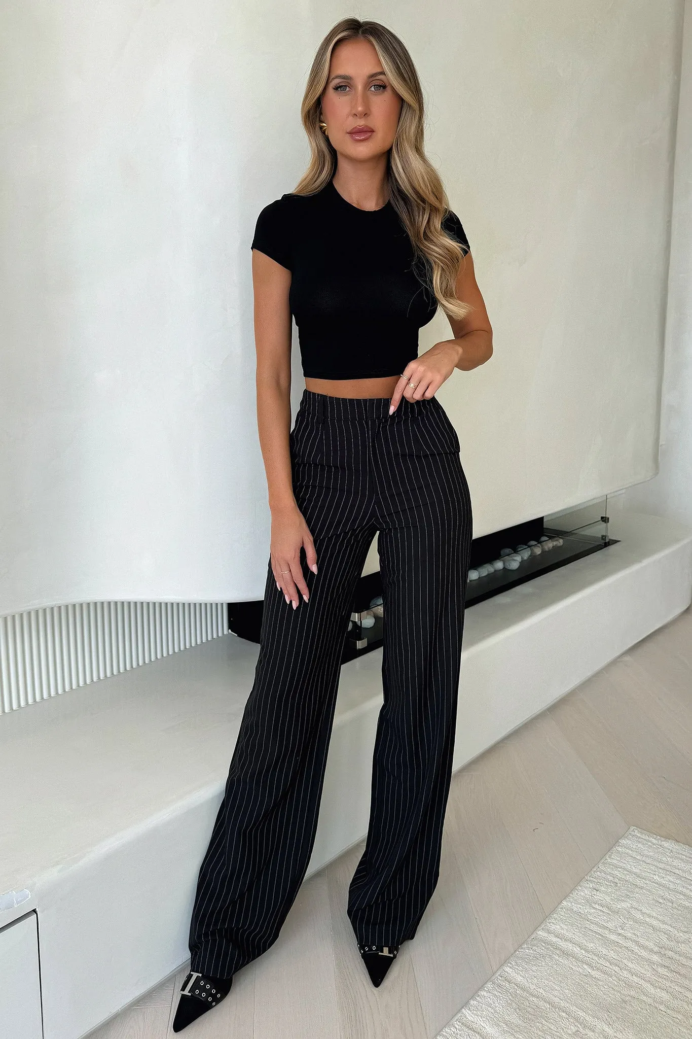 Alaric Pants - Black Pinstripe Tall