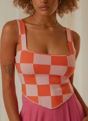 Alfresco Nights Bustier Top - Pink Check