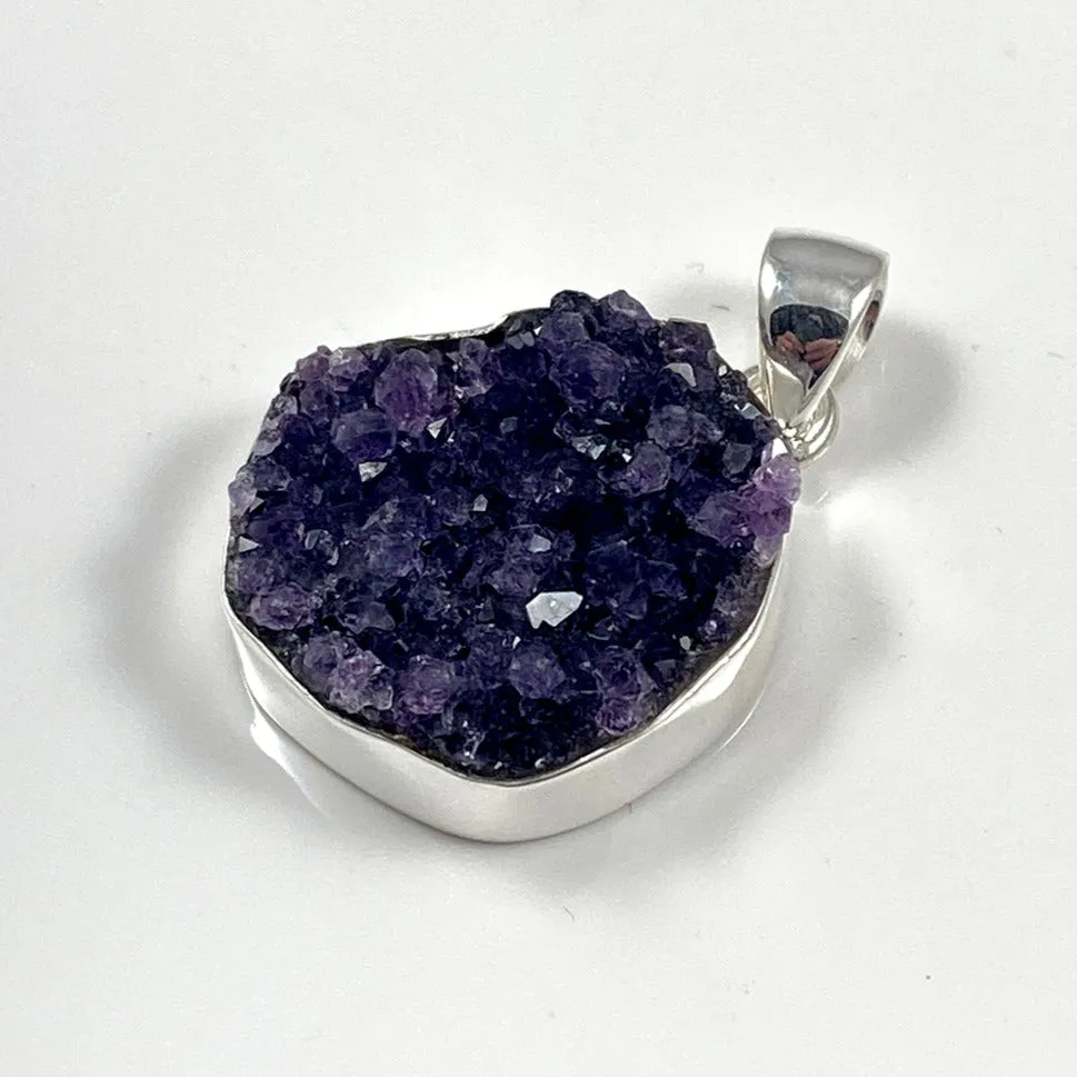 Amethyst Druzy & Sterling Silver Pendant