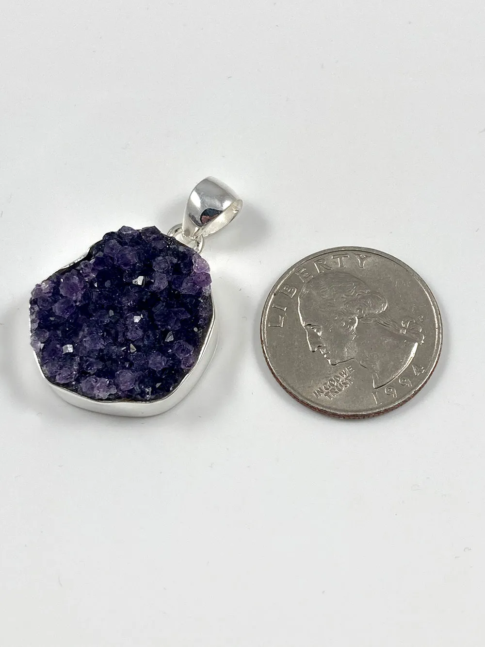 Amethyst Druzy & Sterling Silver Pendant