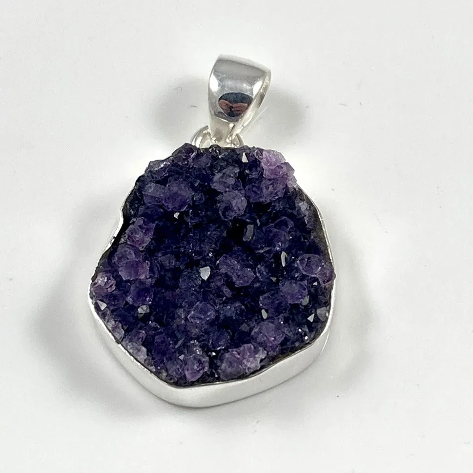 Amethyst Druzy & Sterling Silver Pendant