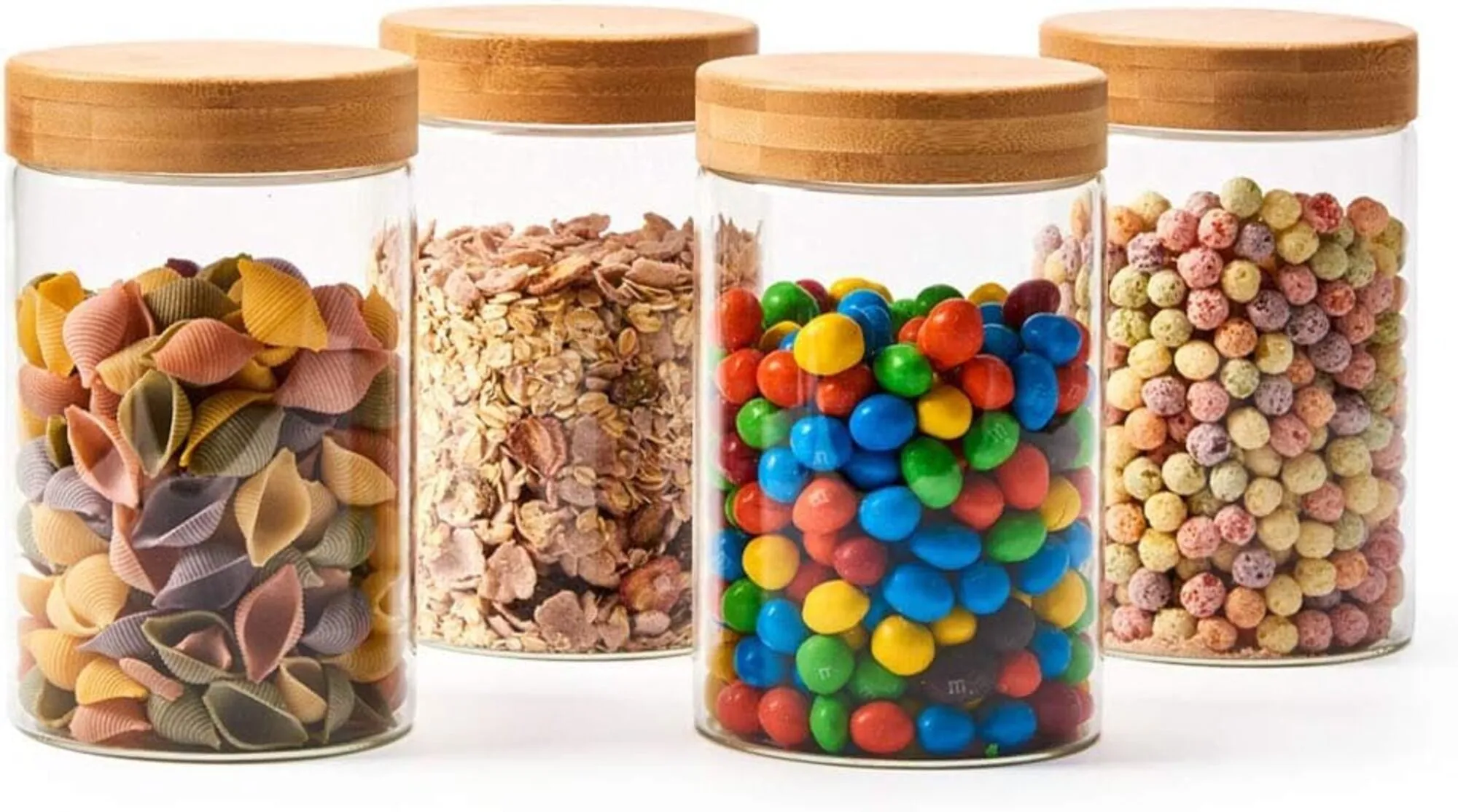 Amor Borosilicate Glass Screw Jar With Wooden Lid | 550ml