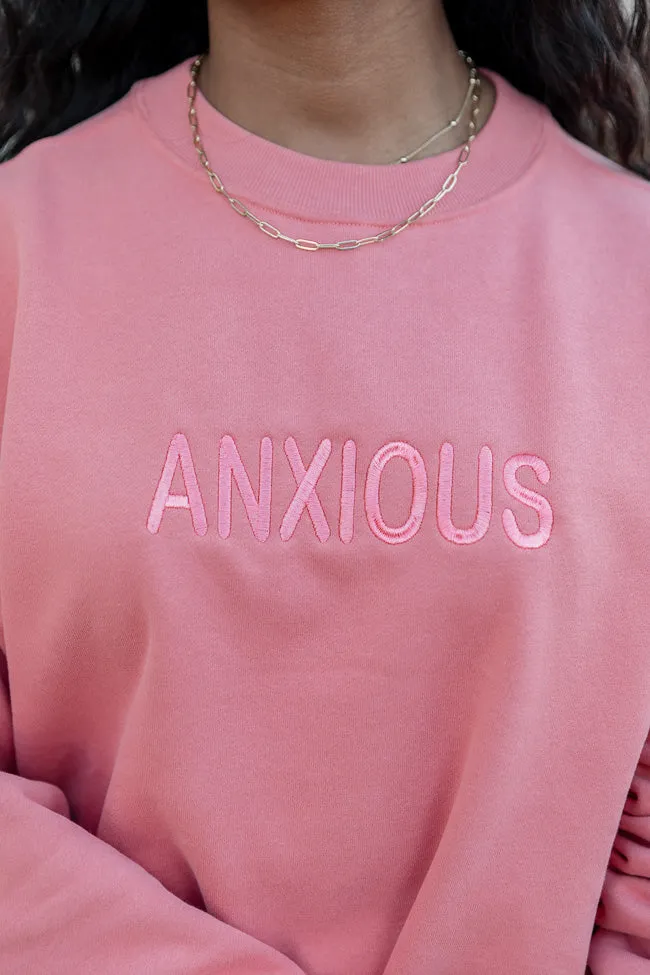 Anxious Embroidered Brick Oversized Sweatshirt