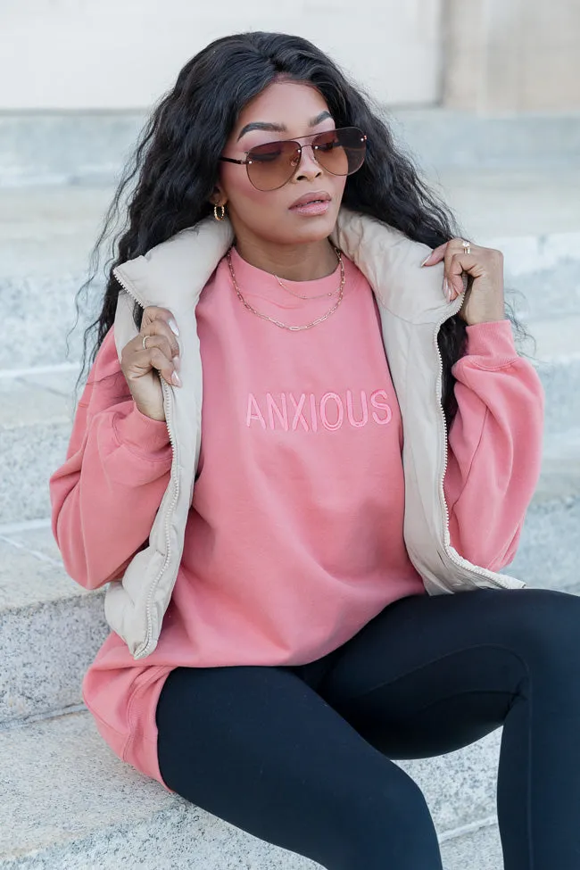 Anxious Embroidered Brick Oversized Sweatshirt