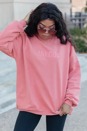 Anxious Embroidered Brick Oversized Sweatshirt