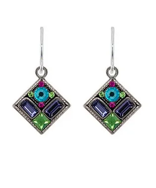 Architectural Light Turquoise Diamond Earrings