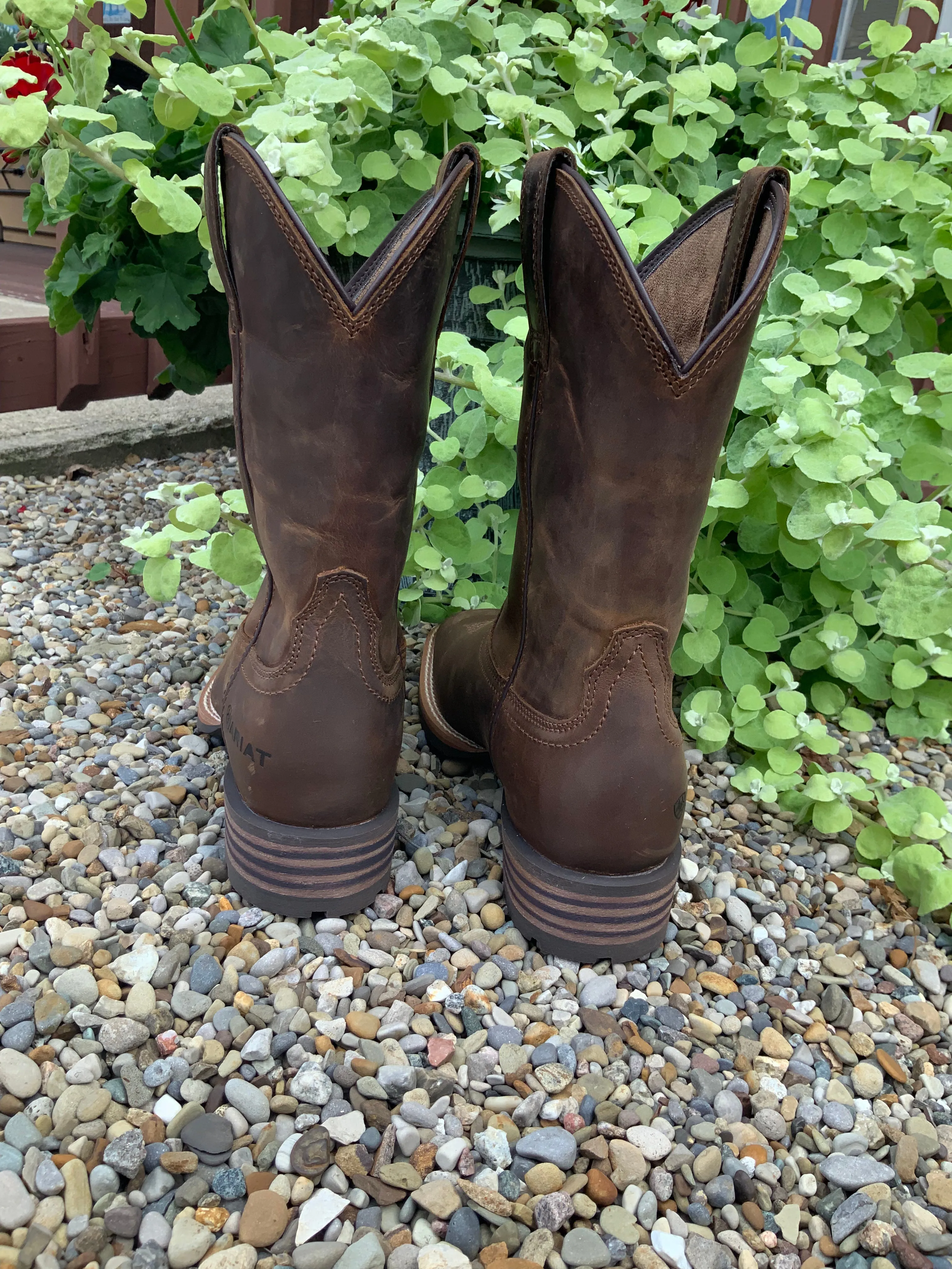 Ariat Men's Distressed Fly High Hybrid Brown Square Toe Western Boots 10040419