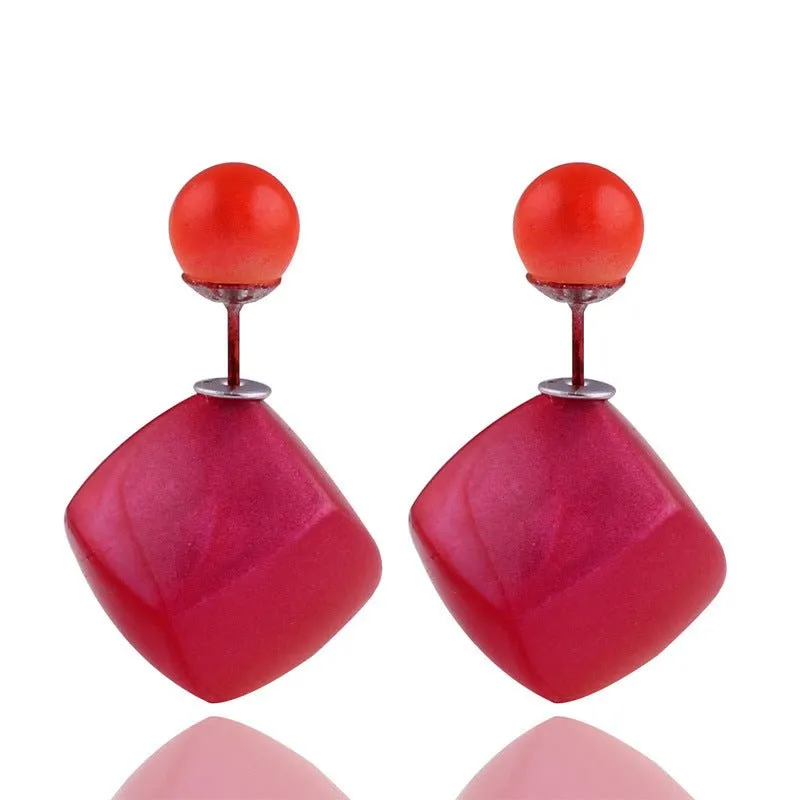 Asymmetrical Cube and Sphere Earrings