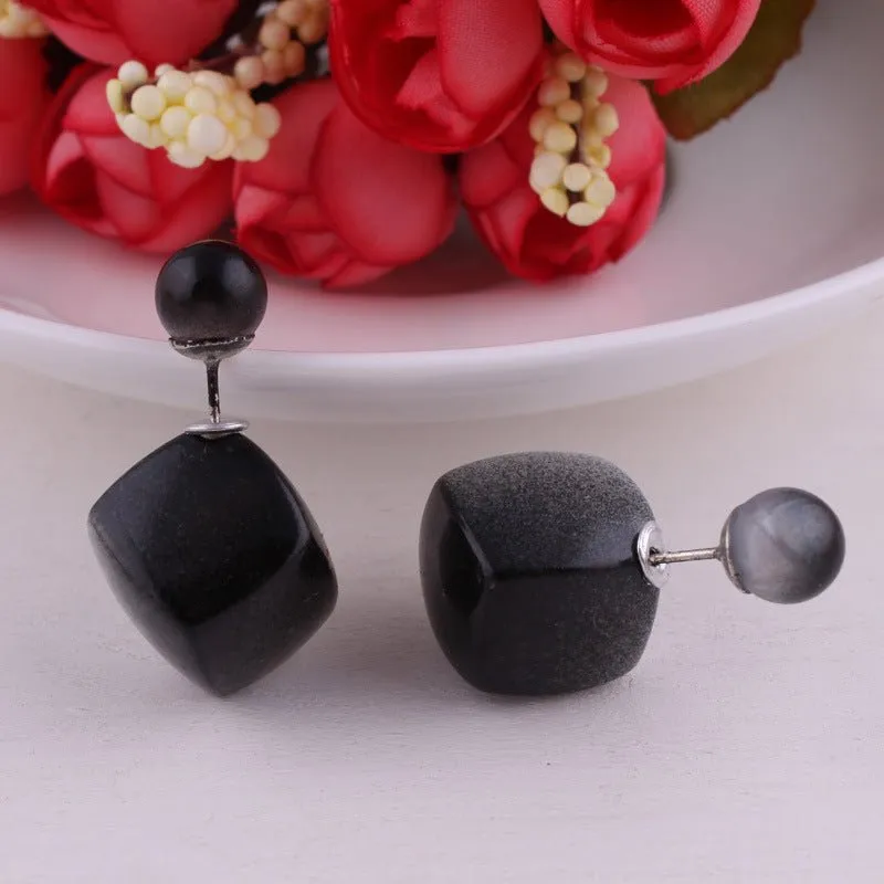 Asymmetrical Cube and Sphere Earrings