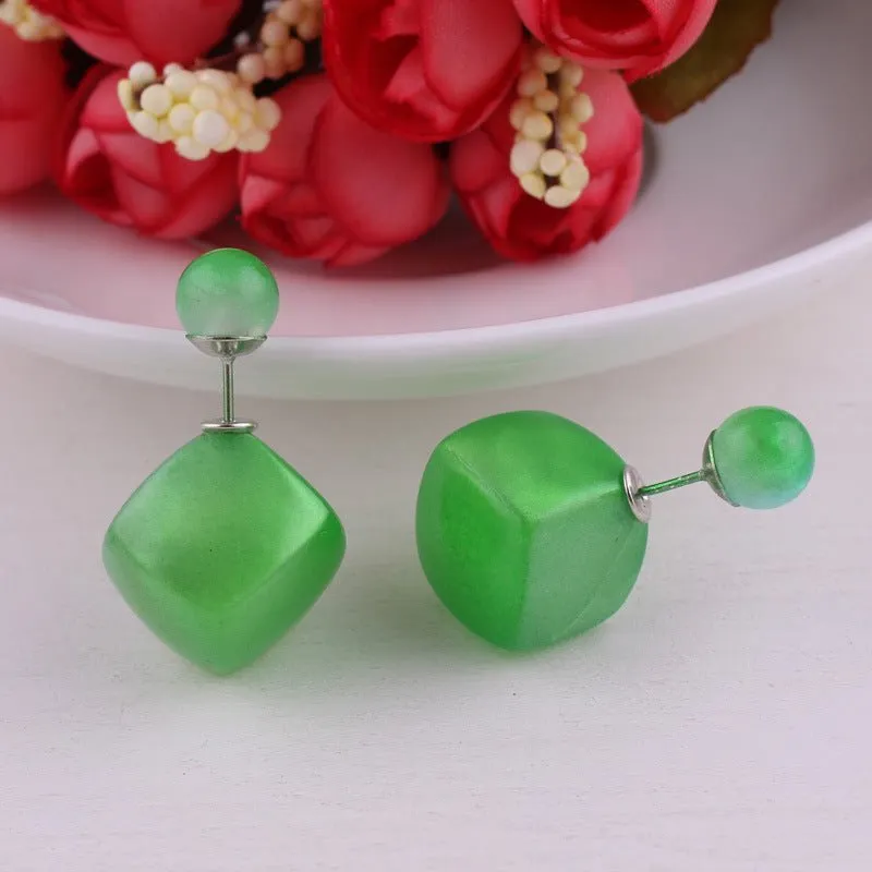 Asymmetrical Cube and Sphere Earrings