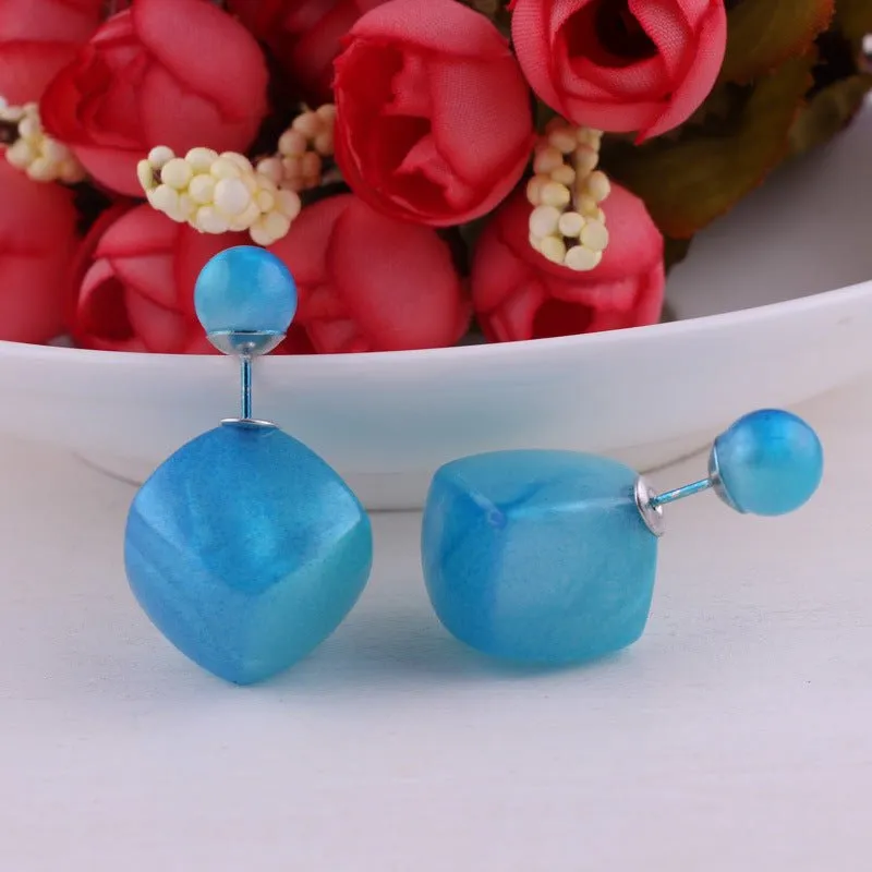 Asymmetrical Cube and Sphere Earrings