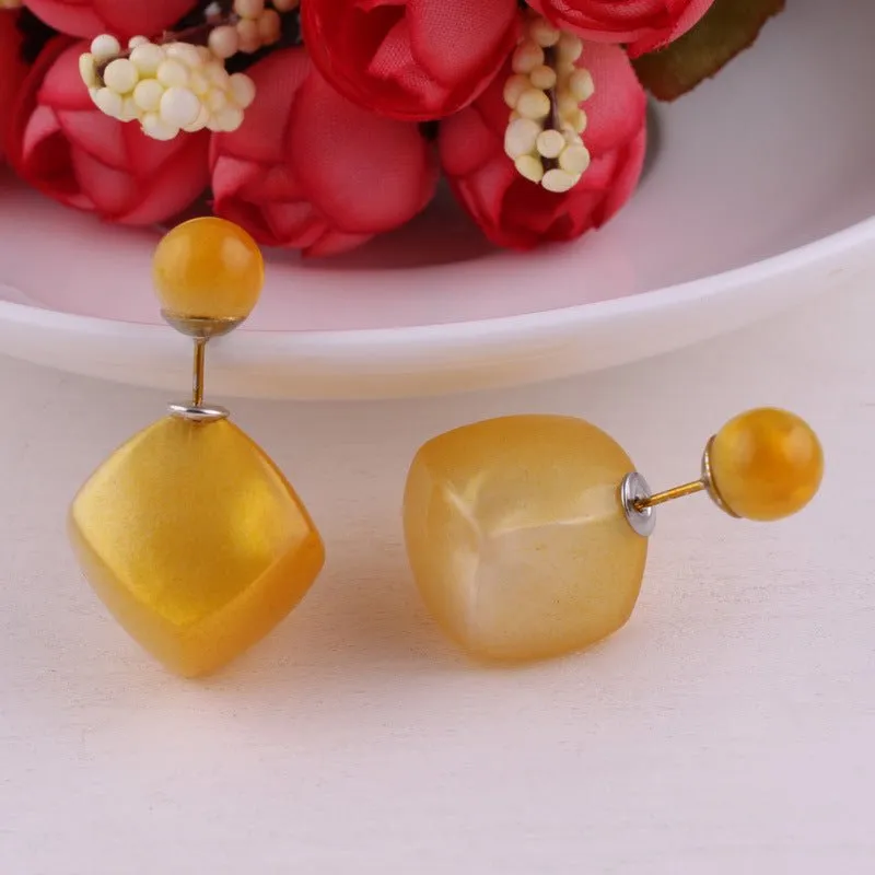 Asymmetrical Cube and Sphere Earrings