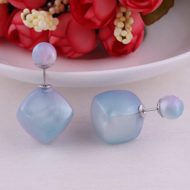 Asymmetrical Cube and Sphere Earrings