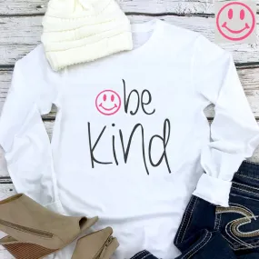 be kind Smile Long Sleeve Tee - Light Colors