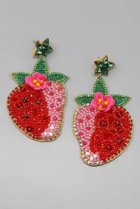 Beaded strawberry earrings in various styles