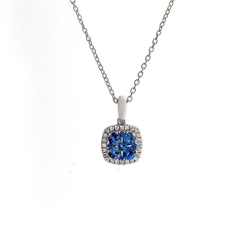 Bellagio Collection Pave Sapphire Cushion Shape Pendant