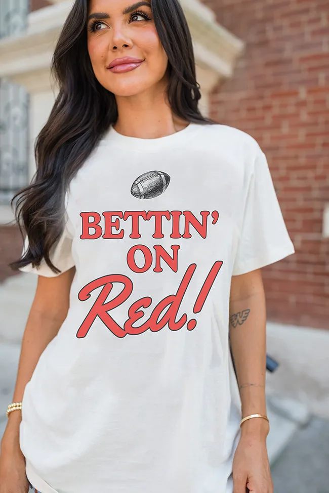 Bettin' On Red Soft Cream Oversized Graphic Tee