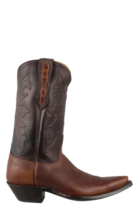 Black Jack for Pinto Ranch Men's Buffalo Cowboy Boots - Tan, Dark Brown