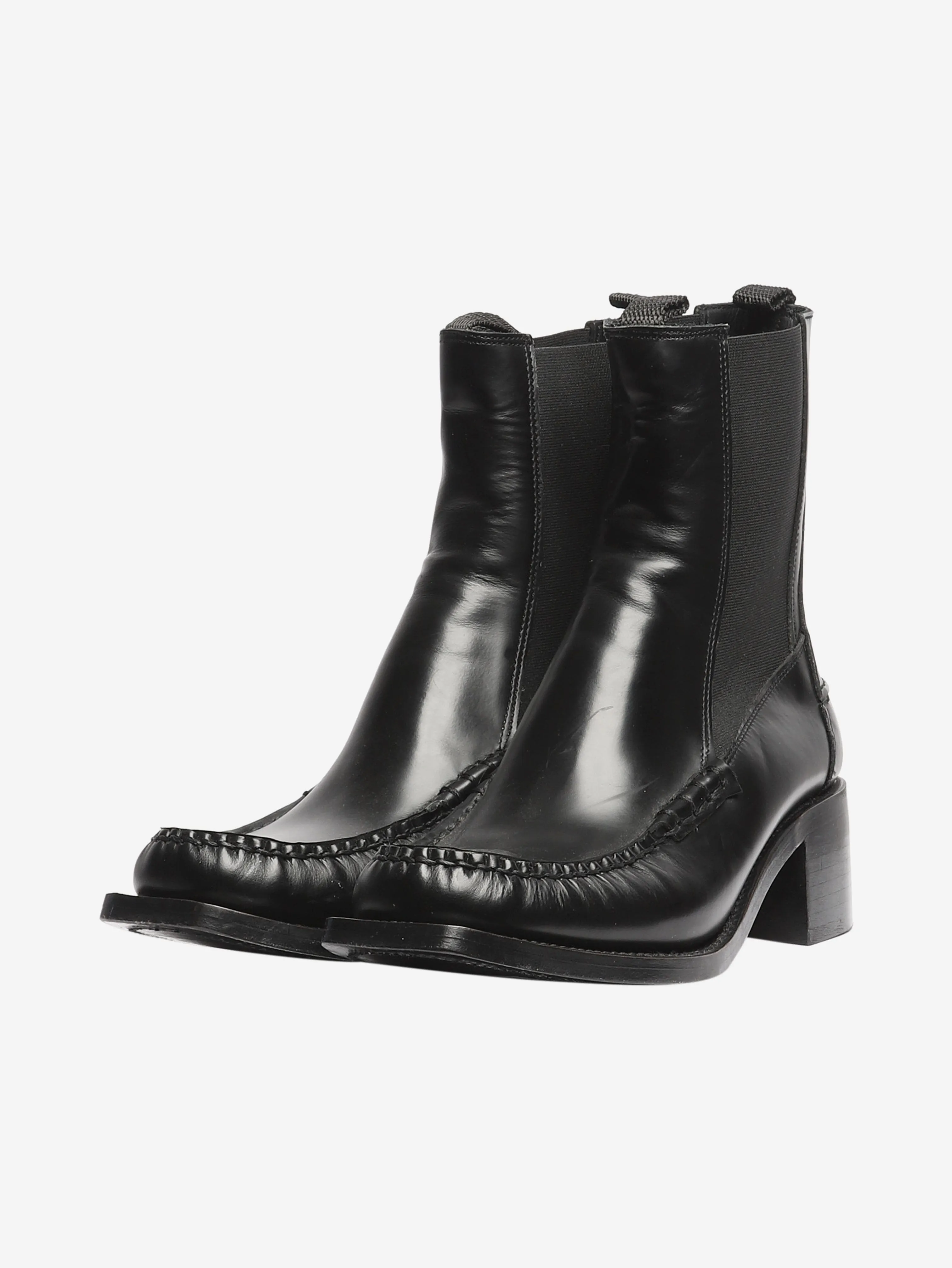 Black leather ankle boots - size EU 40