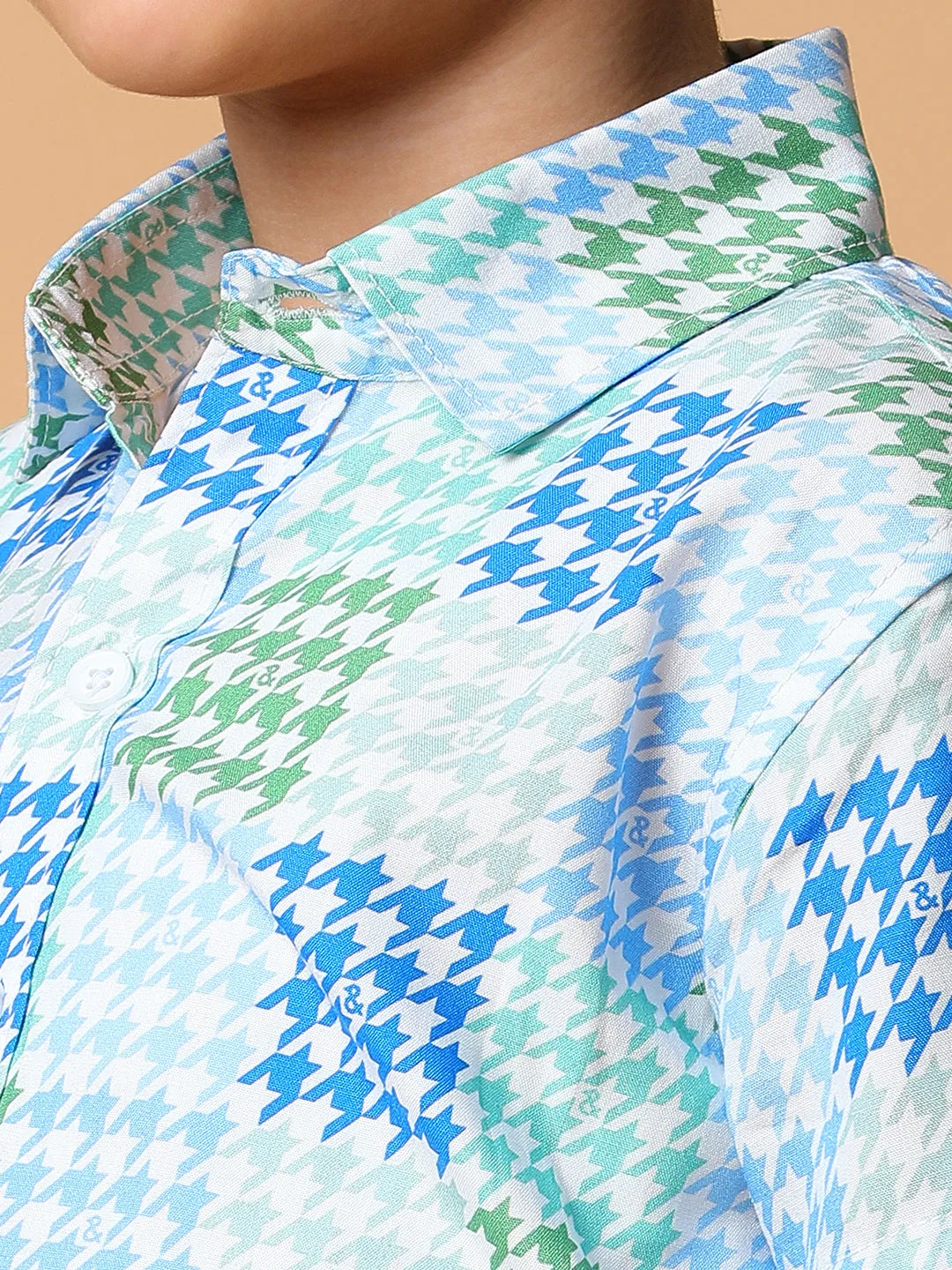 Boys Blue & Sky Printed Shirt