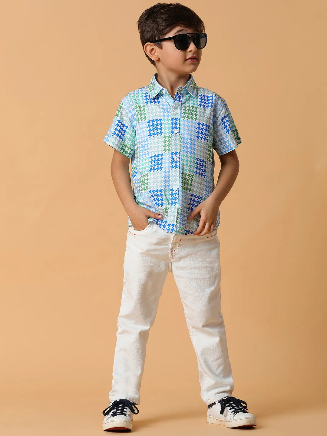 Boys Blue & Sky Printed Shirt